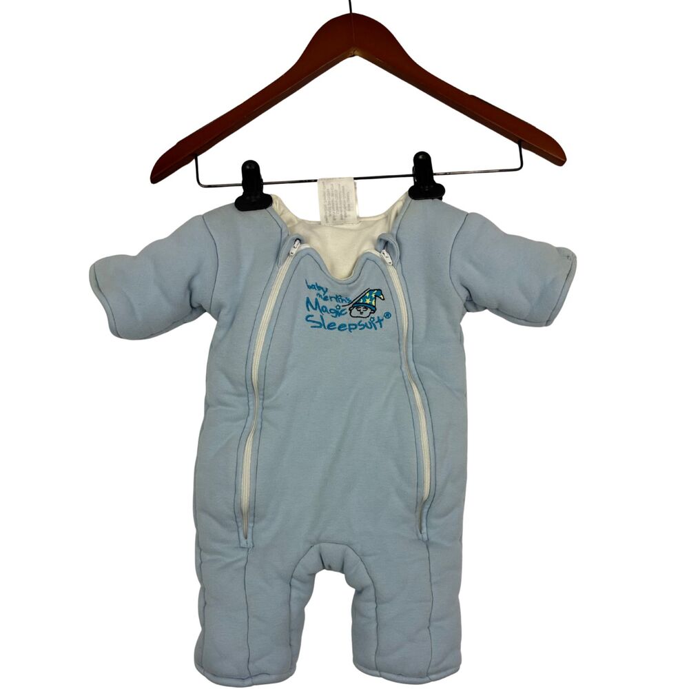 Baby Merlin's Magic Sleepsuit Small 3-6 Months Blue Cotton Swaddle Sleep Suit